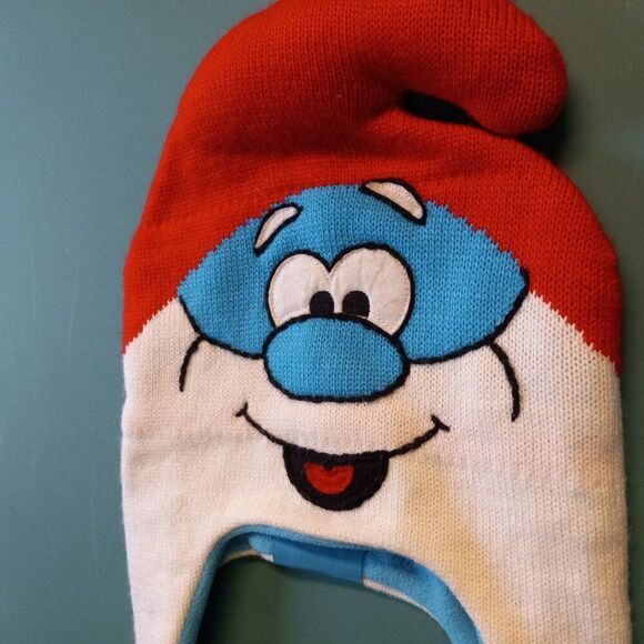 Smurfs Face Hat with Long Red Braided Ties Grandmacore Countrycore Cartoon/Movie - Picture 2 of 8